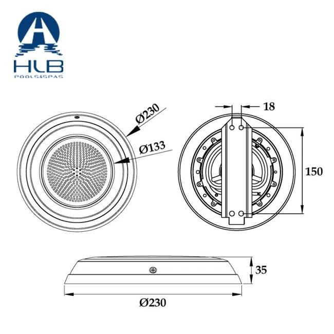 dimension of Wall Mounted Pool Lights